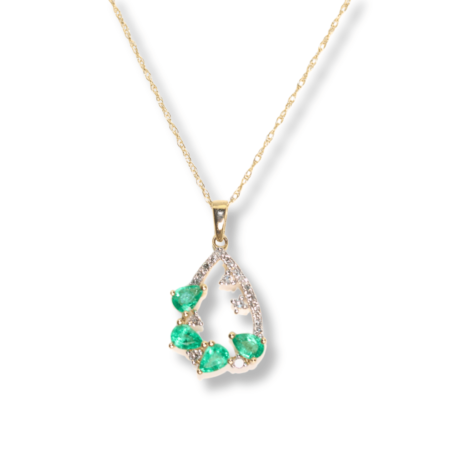 14K Yellow Gold 1.6G Diamond Emerald Necklace Gold & Silver Pawn Shop