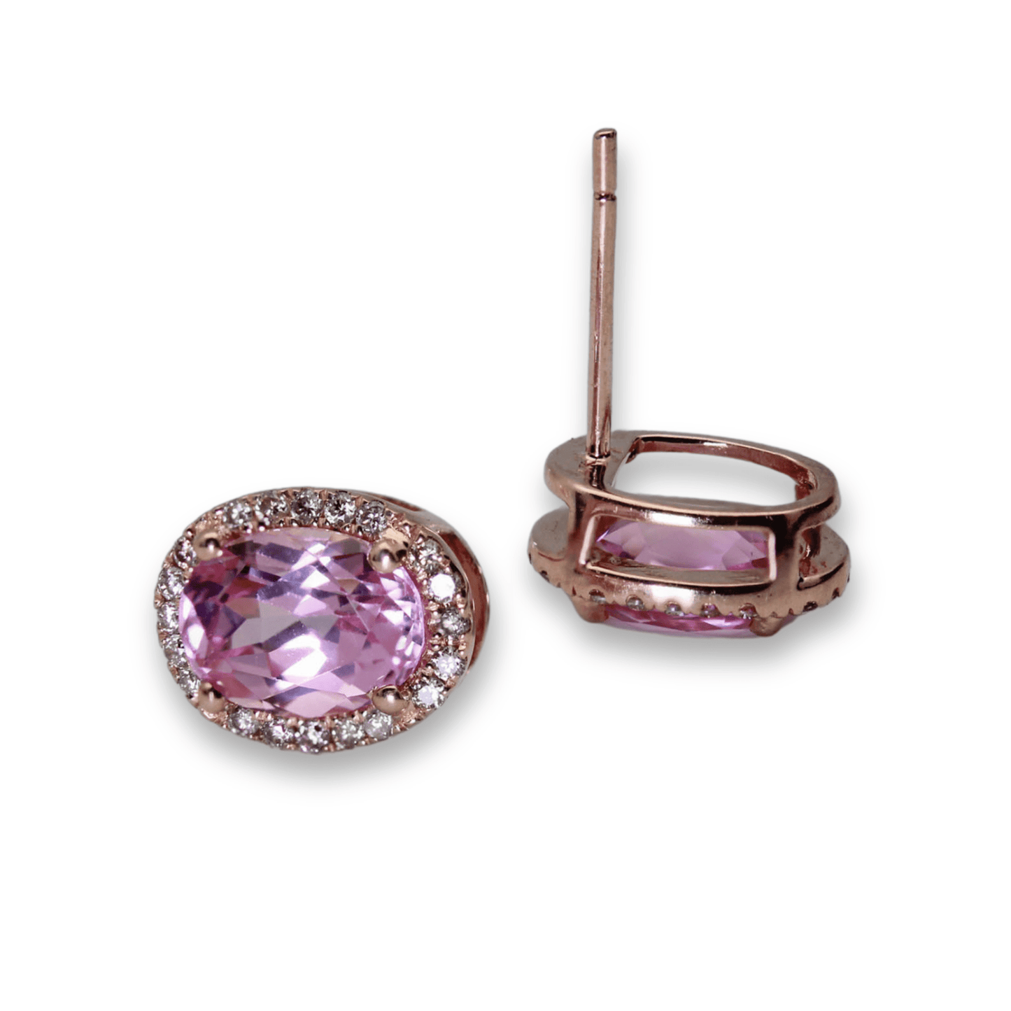 14K Rose Gold Diamond 2.5G Pink Stone Earrings Gold & Silver Pawn Shop