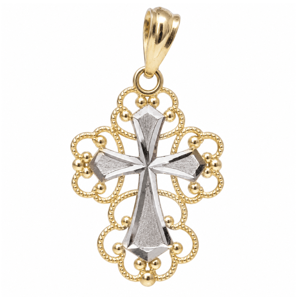 14K Two-Tone Gold Diamond-Cut Filigree Cross Pendant – 0.7g
Gold & Silver Pawn Shop