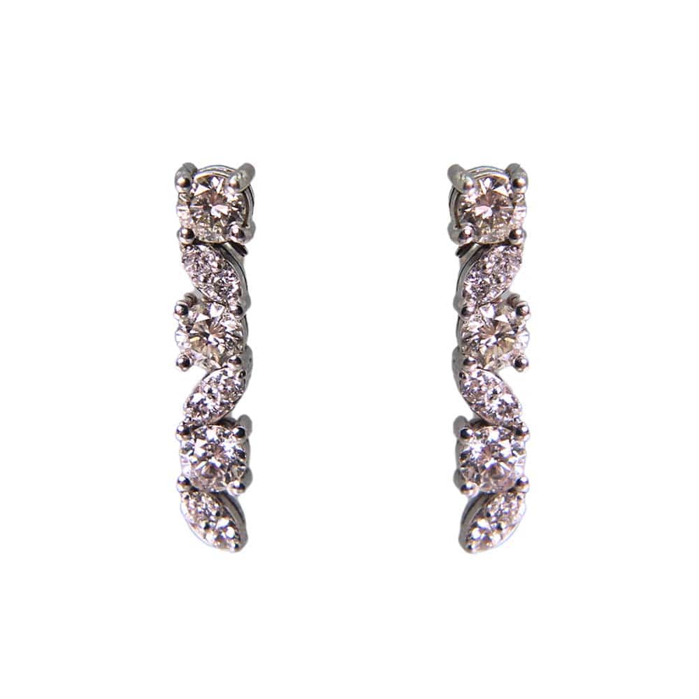 14K White Gold Multi-Shape Diamond Dangle Earrings – Gold Silver