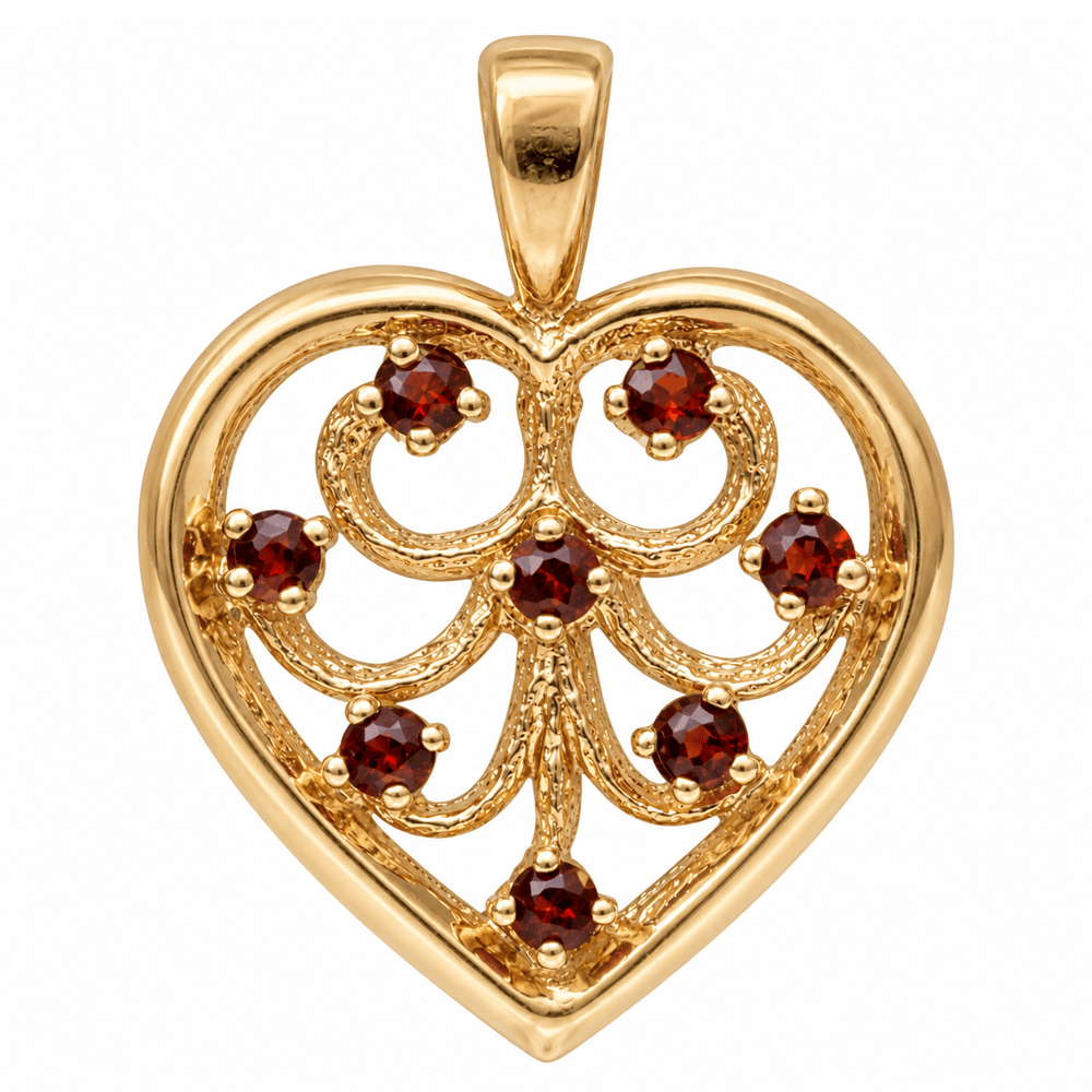 14K Yellow Gold Red Gemstone Filigree Heart Pendant –2.3g
Gold & Silver Pawn Shop
