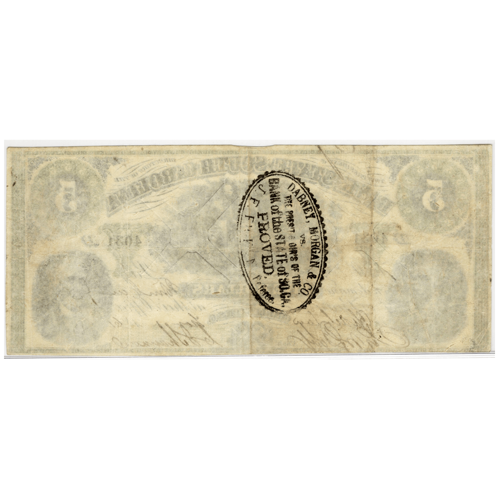 1861 $5 Bank of the State of South Carolina in Charleston Note Gold & Silver Pawn Shop