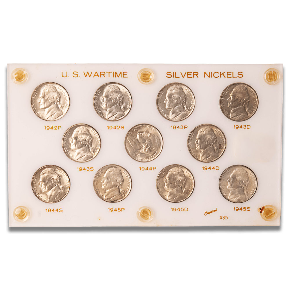 1942–1945 WWII Silver Wartime Jefferson Nickel 11-Coin Set – Gold