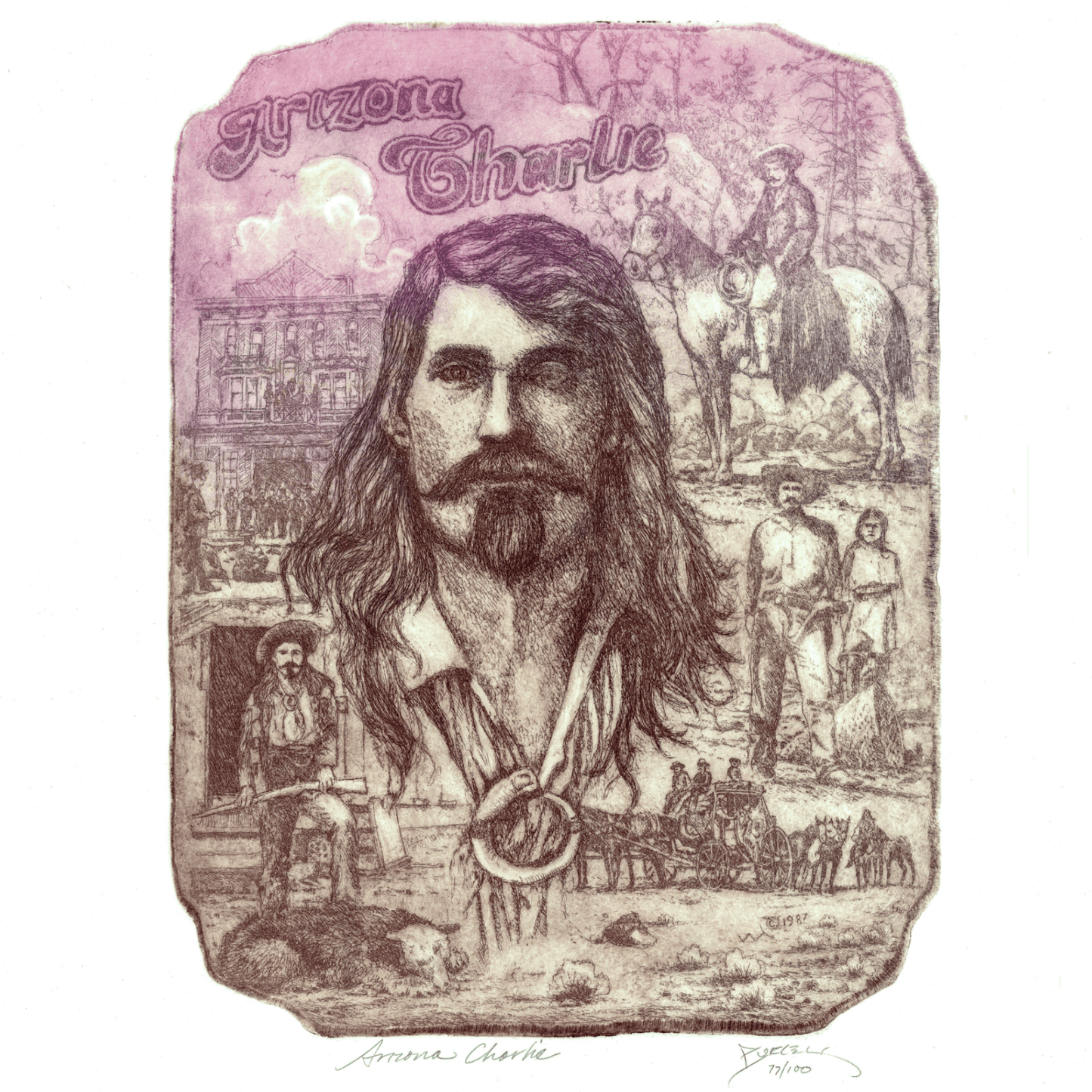 Roy Purcell; Arizona Charlie Hand Signed Etching Art Gold & Silver Pawn Shop