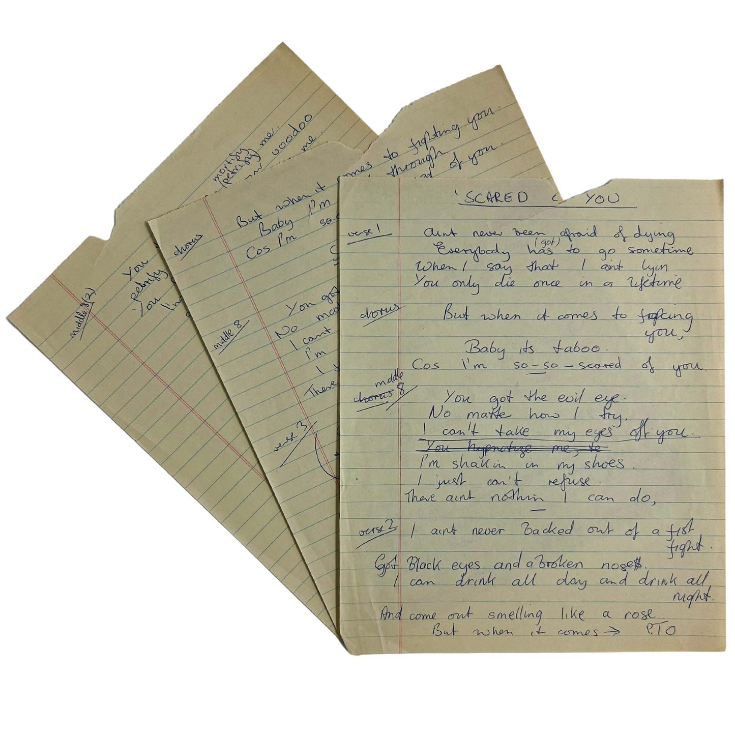 The Who's John Entwistle Handwritten Lyrics Gold & Silver Pawn Shop