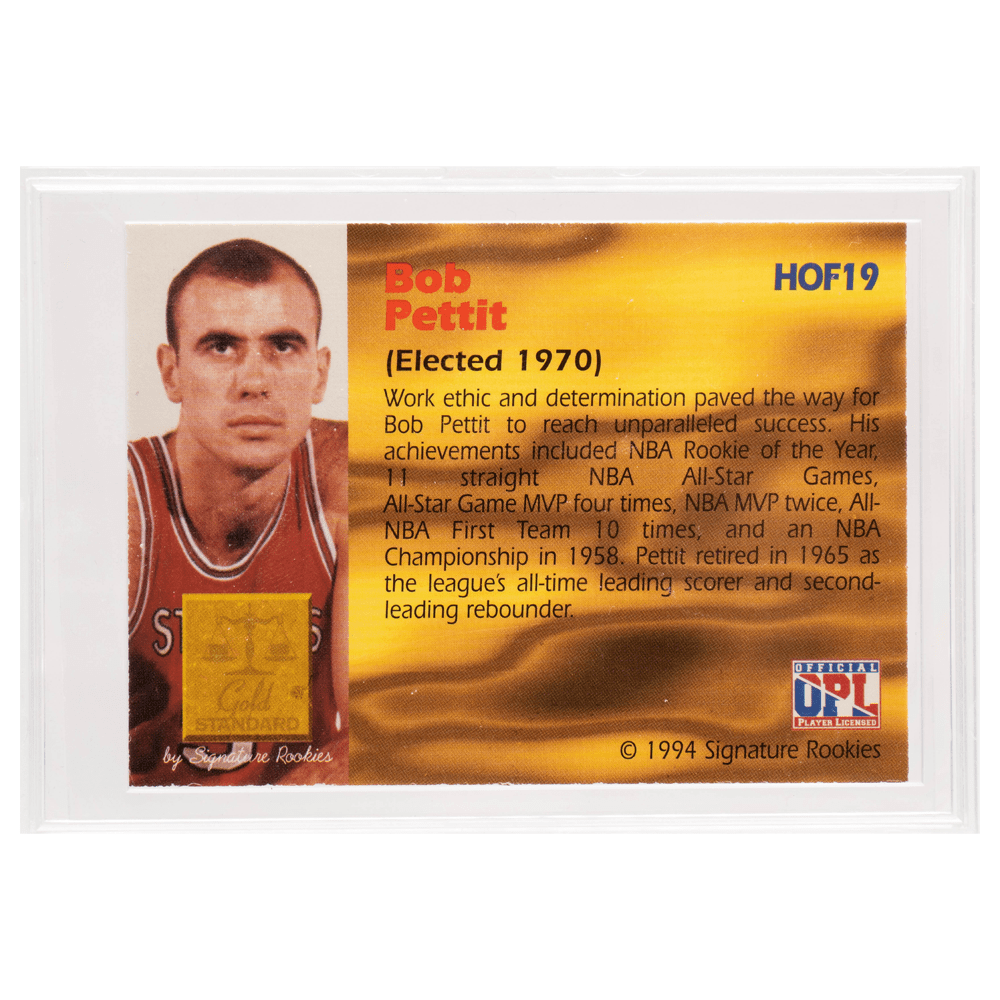 1994 Autographed Bob Pettit Gold Standard Card Gold & Silver Pawn Shop