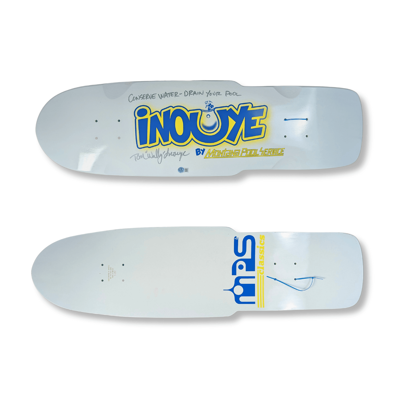 Conserve Water - Tom "Wally" Inouye Autographed Skateboard Gold & Silver Pawn Shop