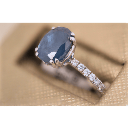 Sapphire and Diamond 14k White Gold Ring