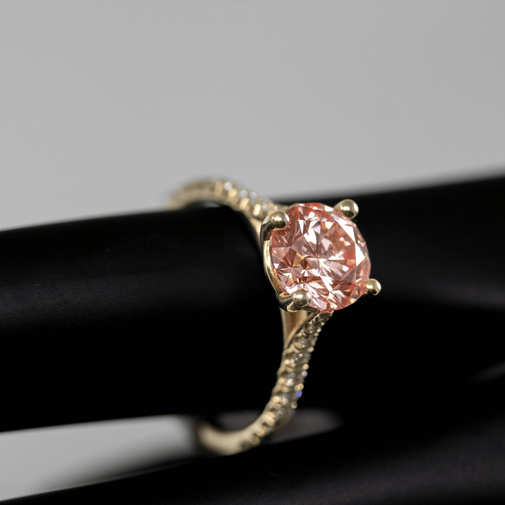 14K Round Cut Pink Diamond Ring Gold & Silver Pawn Shop