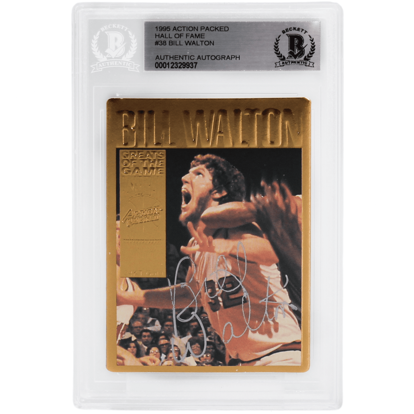 1995 Bill Walton Autographed Action Packed Hall of Fame Card Gold & Silver Pawn Shop