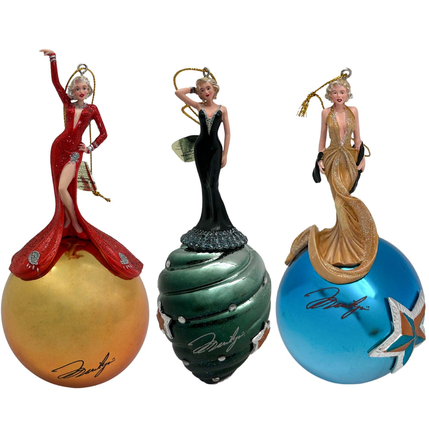 Marylin Monroe Christmas Ornaments Set III Gold & Silver Pawn Shop