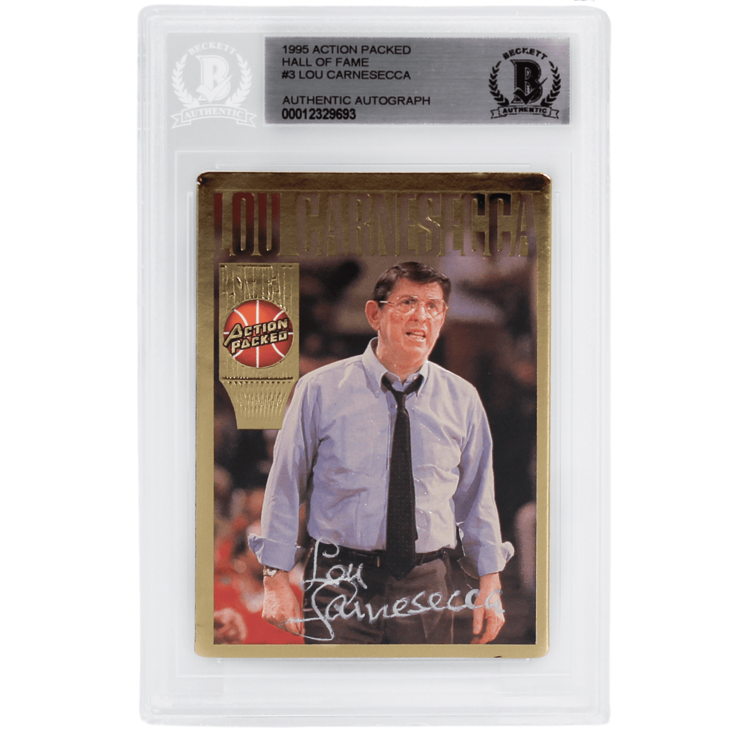 1995 Lou Carnesecca Signed Action Packed Hall of Fame Card Gold & Silver Pawn Shop