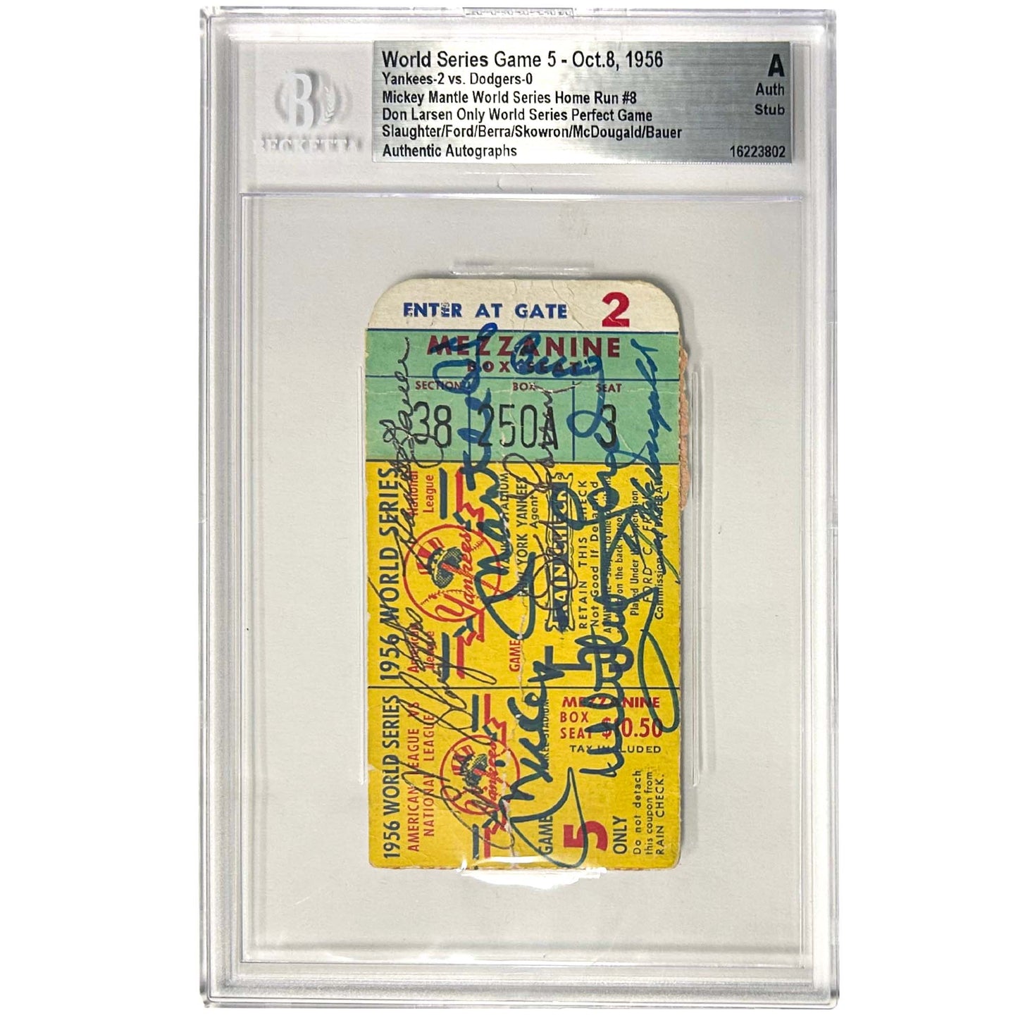 Mantle, Berra, Larsen Autographed World Series Ticket Game 5 Gold & Silver Pawn Shop