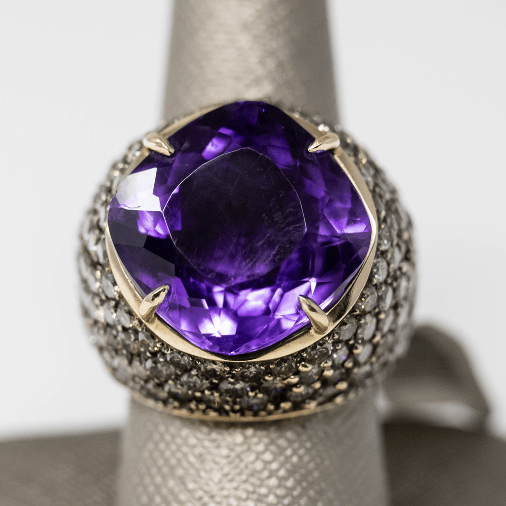 10K Faceted Amethyst Ring Gold & Silver Pawn Shop
