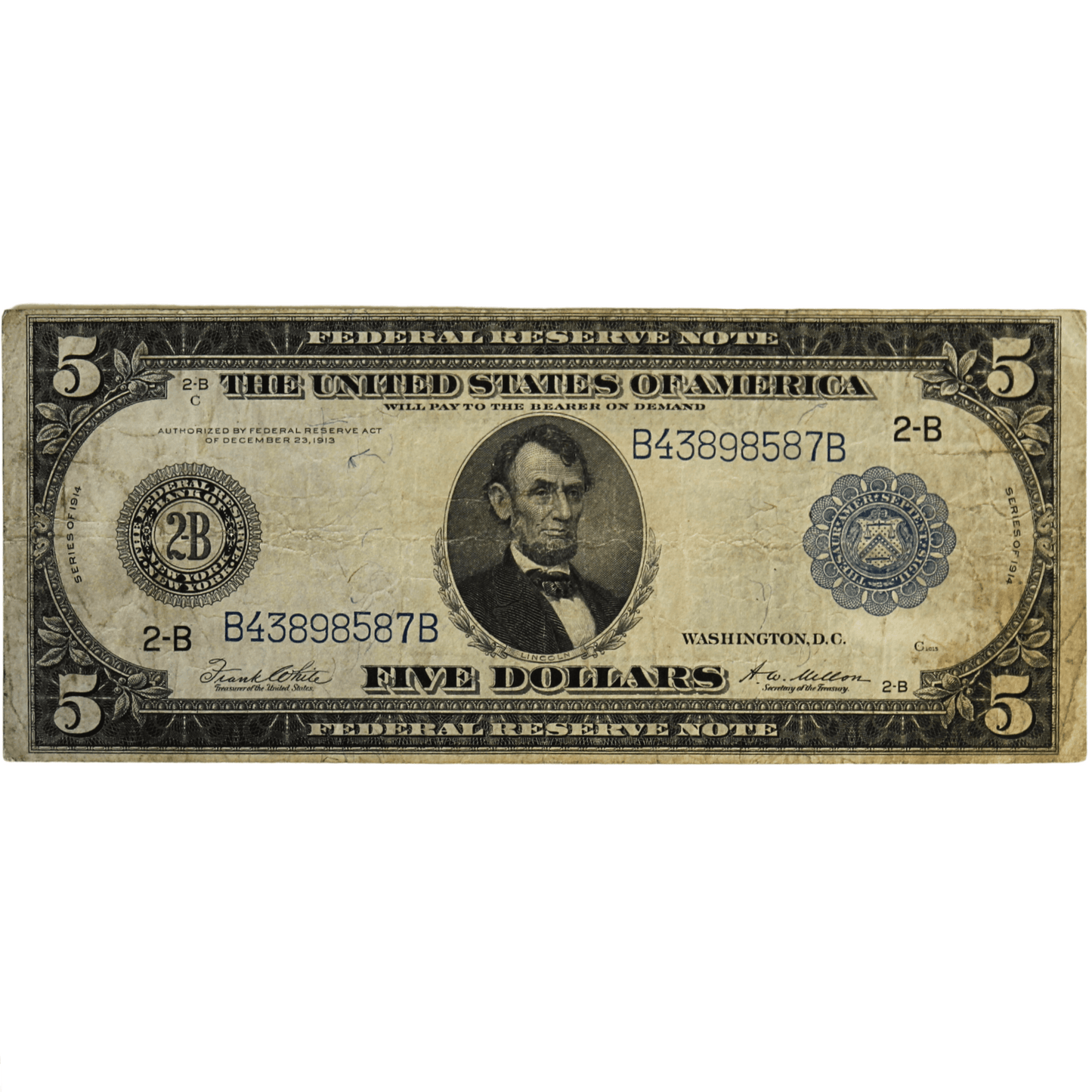 Series of 1914 $5 Federal Reserve Bank Note Gold & Silver Pawn Shop