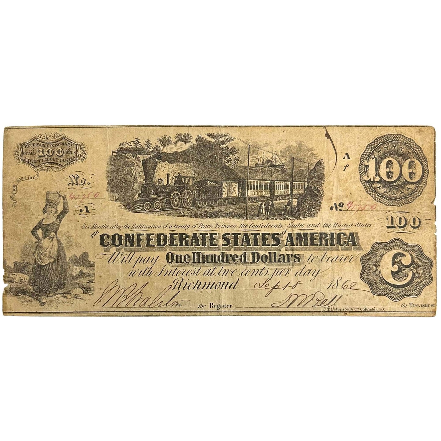 1862 Confederate $100 Bill Gold & Silver Pawn Shop