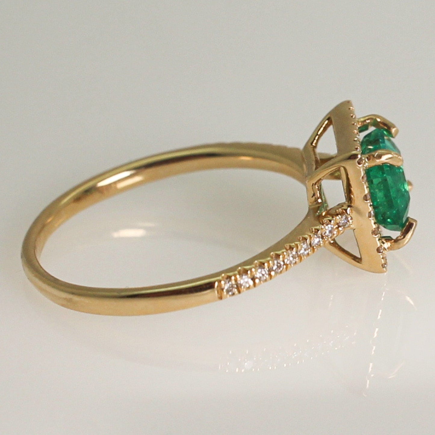 14K Yellow Gold Horizontal Emerald and Diamond ring Gold & Silver Pawn Shop