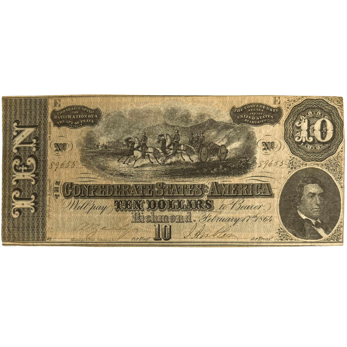 1864 Confederate States of America $10 Note Gold & Silver Pawn Shop