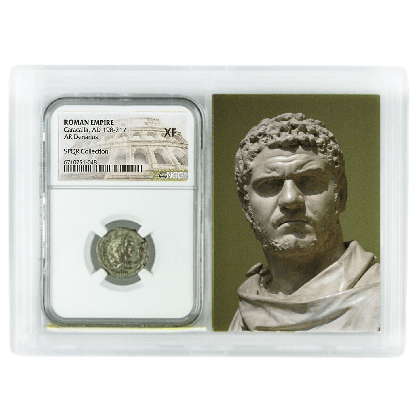 Roman Empire Caracalla, AD 198-217 AR Denarius NGC XF Gold & Silver Pawn Shop