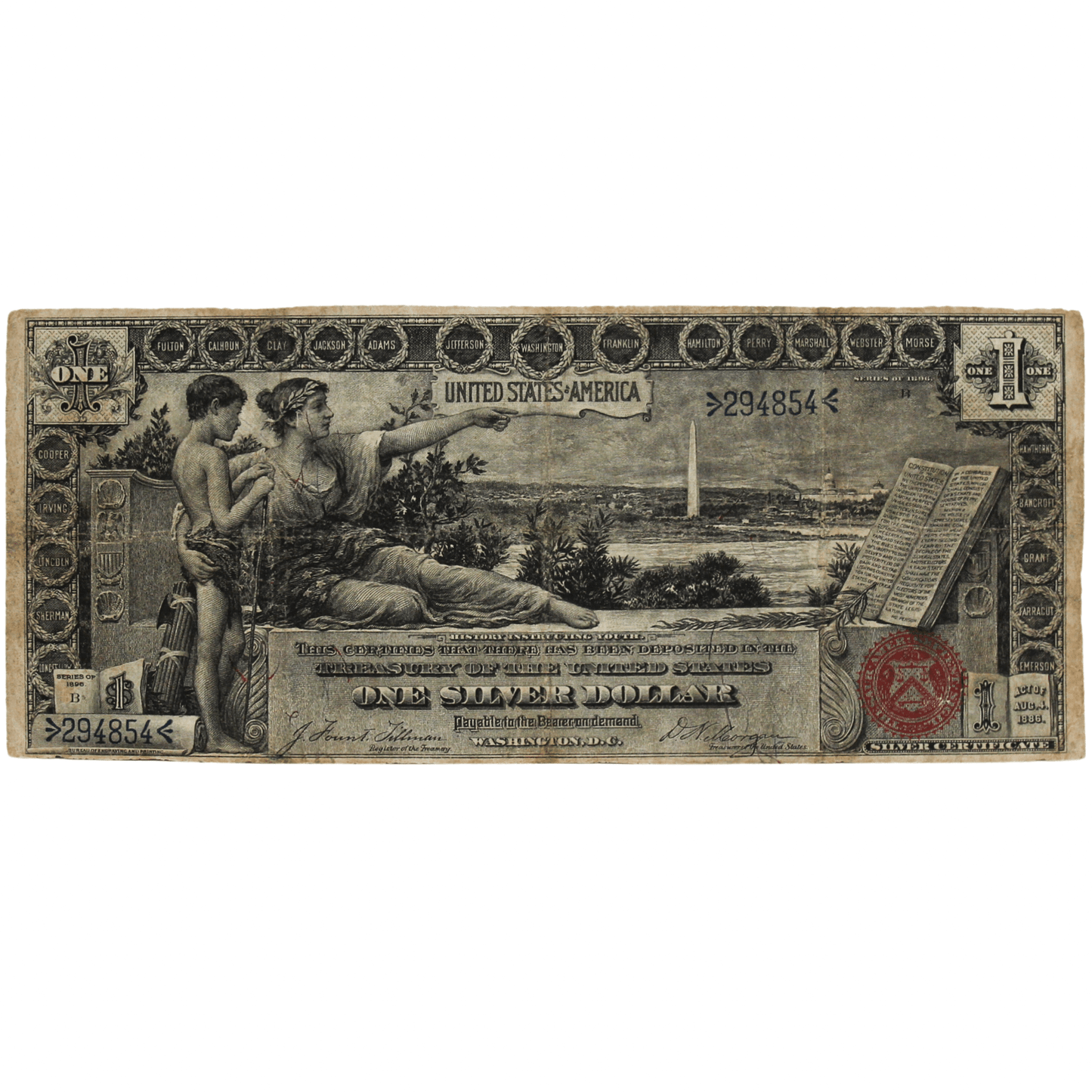 1886 Tillman/Morgan $1 Silver Certificate "Education Note" Gold & Silver Pawn Shop