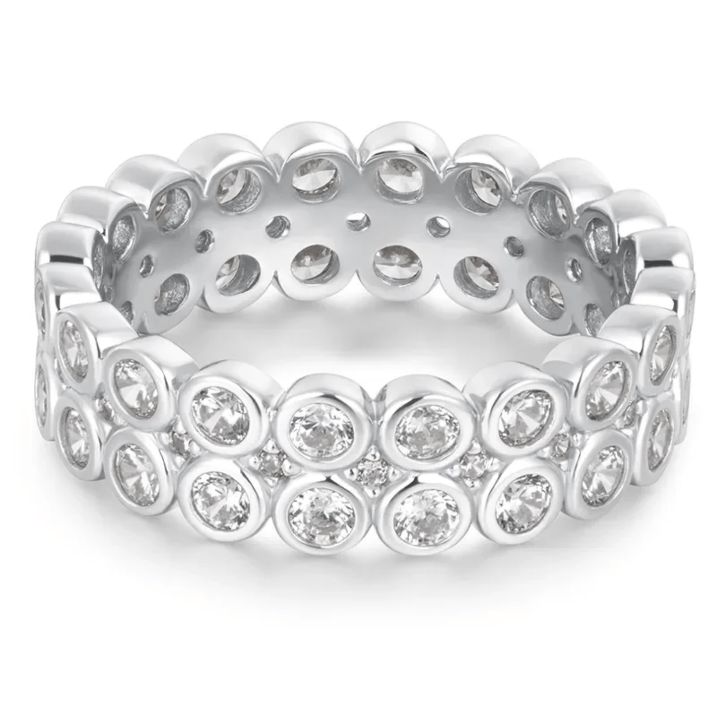 Silver Double Row Bezel Ring Gold & Silver Pawn Shop