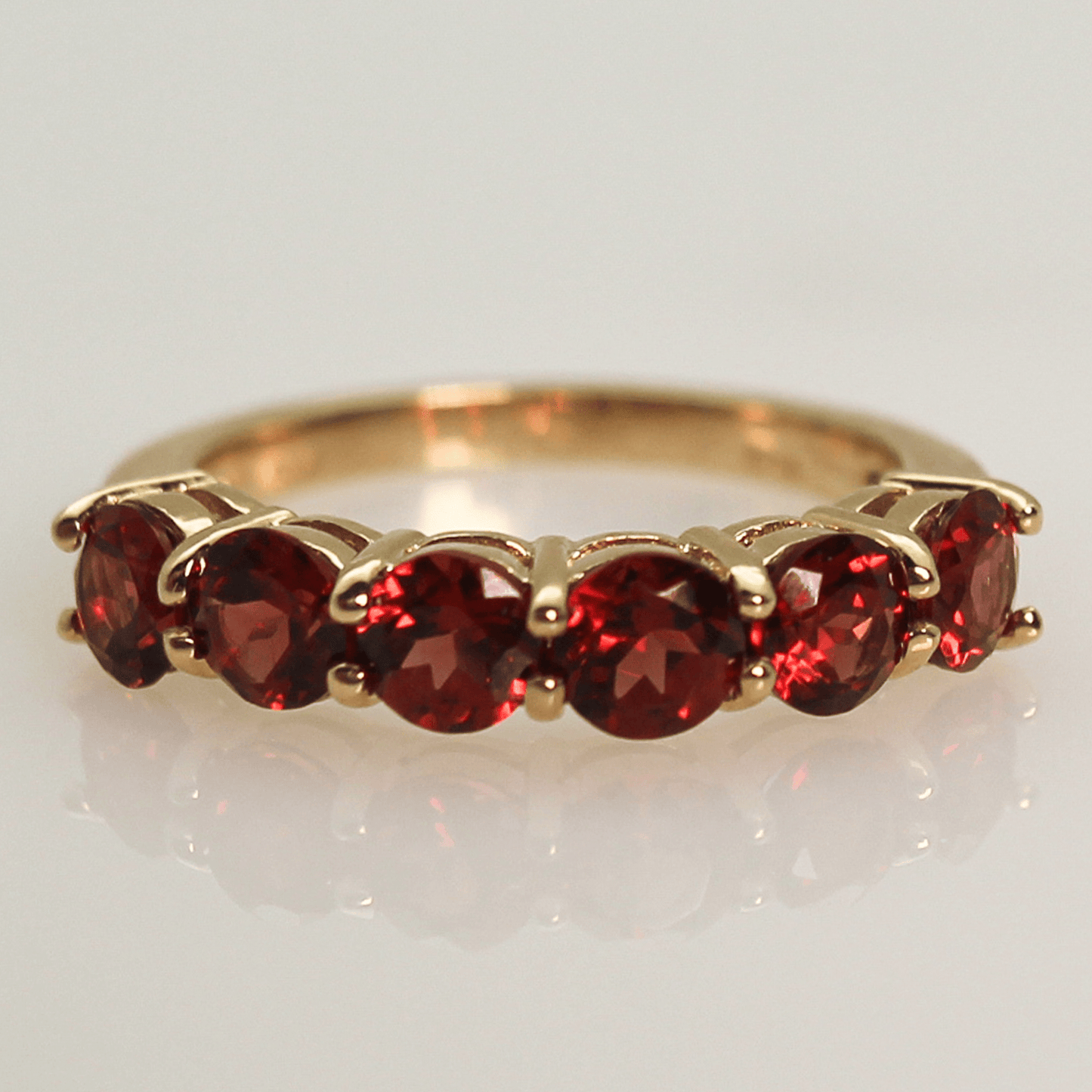 14K Round Cut 6 Gem Garnet Ring Gold & Silver Pawn Shop