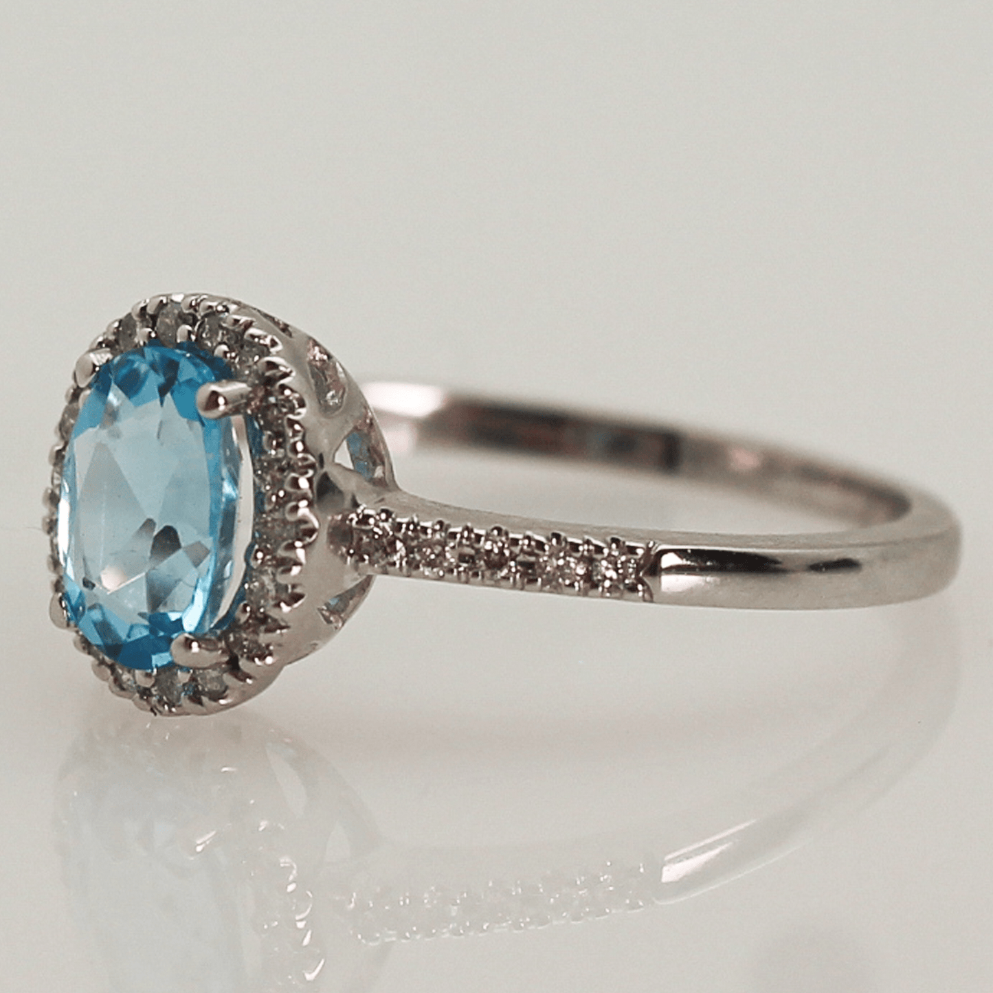 10KWG Blue Topaz Diamond Halo Ring Gold & Silver Pawn Shop