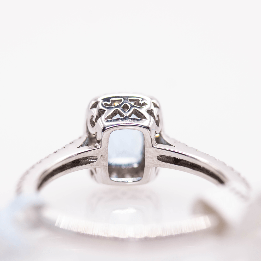 10KWG Blue Topaz & Diamond Ring Gold & Silver Pawn Shop