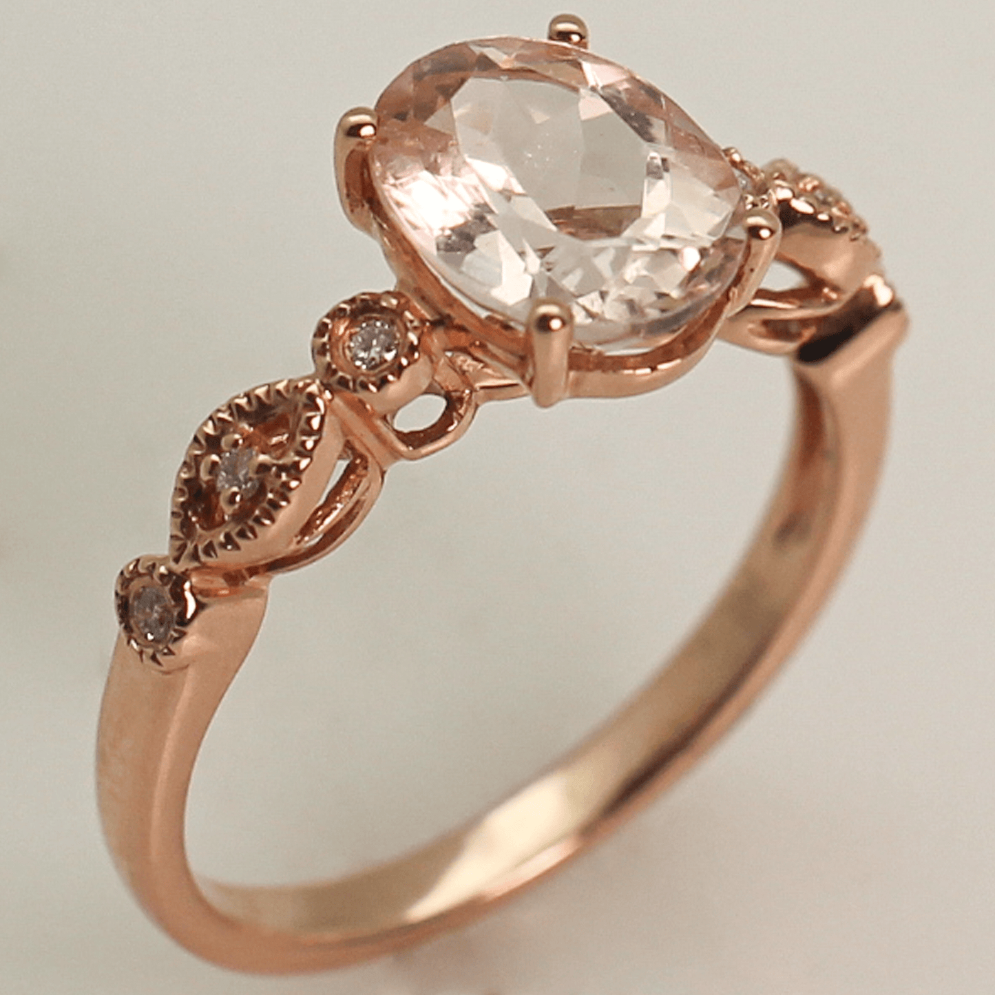 14KRG Oval Morganite Diamond Ring Gold & Silver Pawn Shop