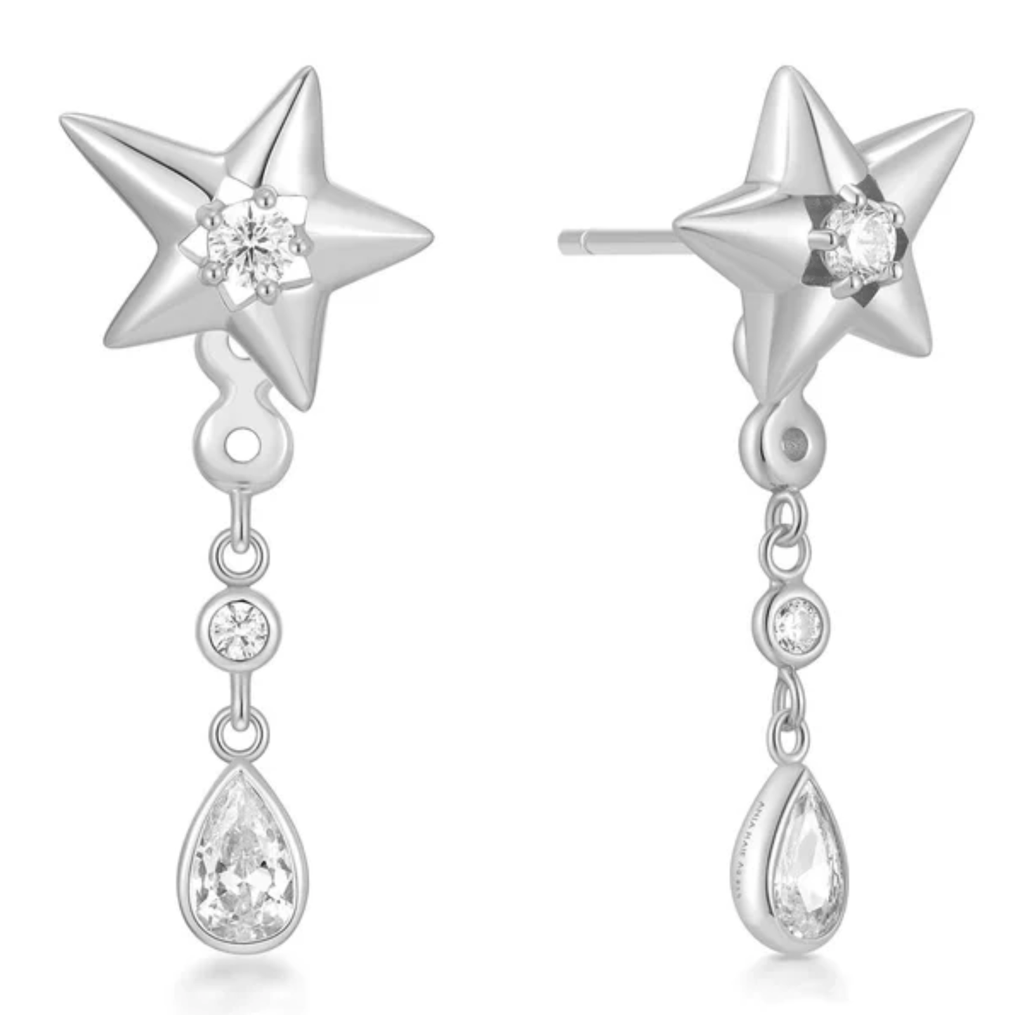 Silver Sparkling Star Drop Stud Earrings Gold & Silver Pawn Shop