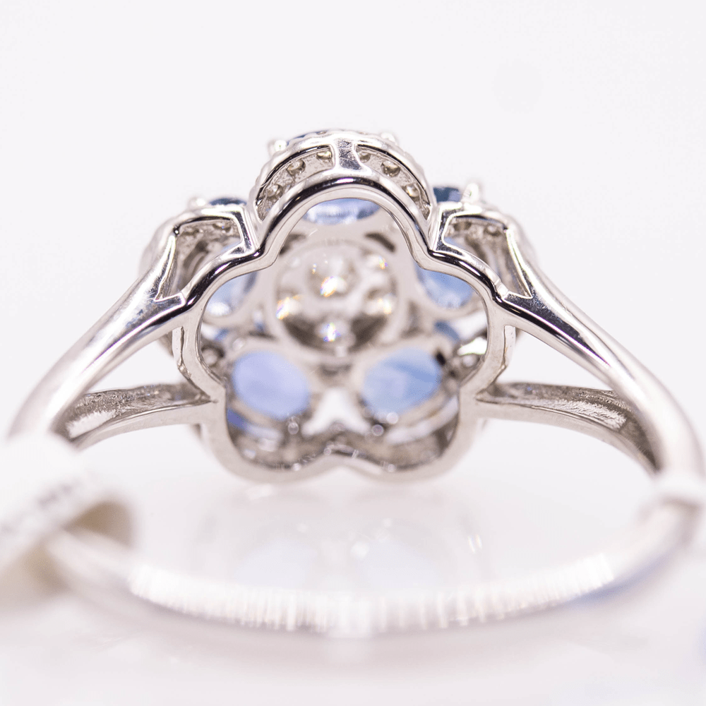 18KWG Sapphire Flower Ring Gold & Silver Pawn Shop