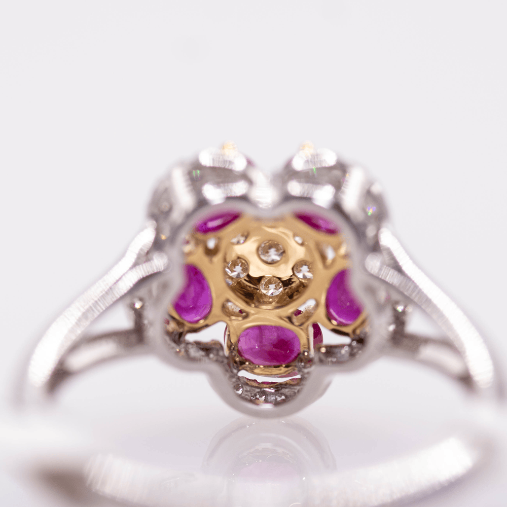 18k Ruby & Diamond Flower Ring Gold & Silver Pawn Shop