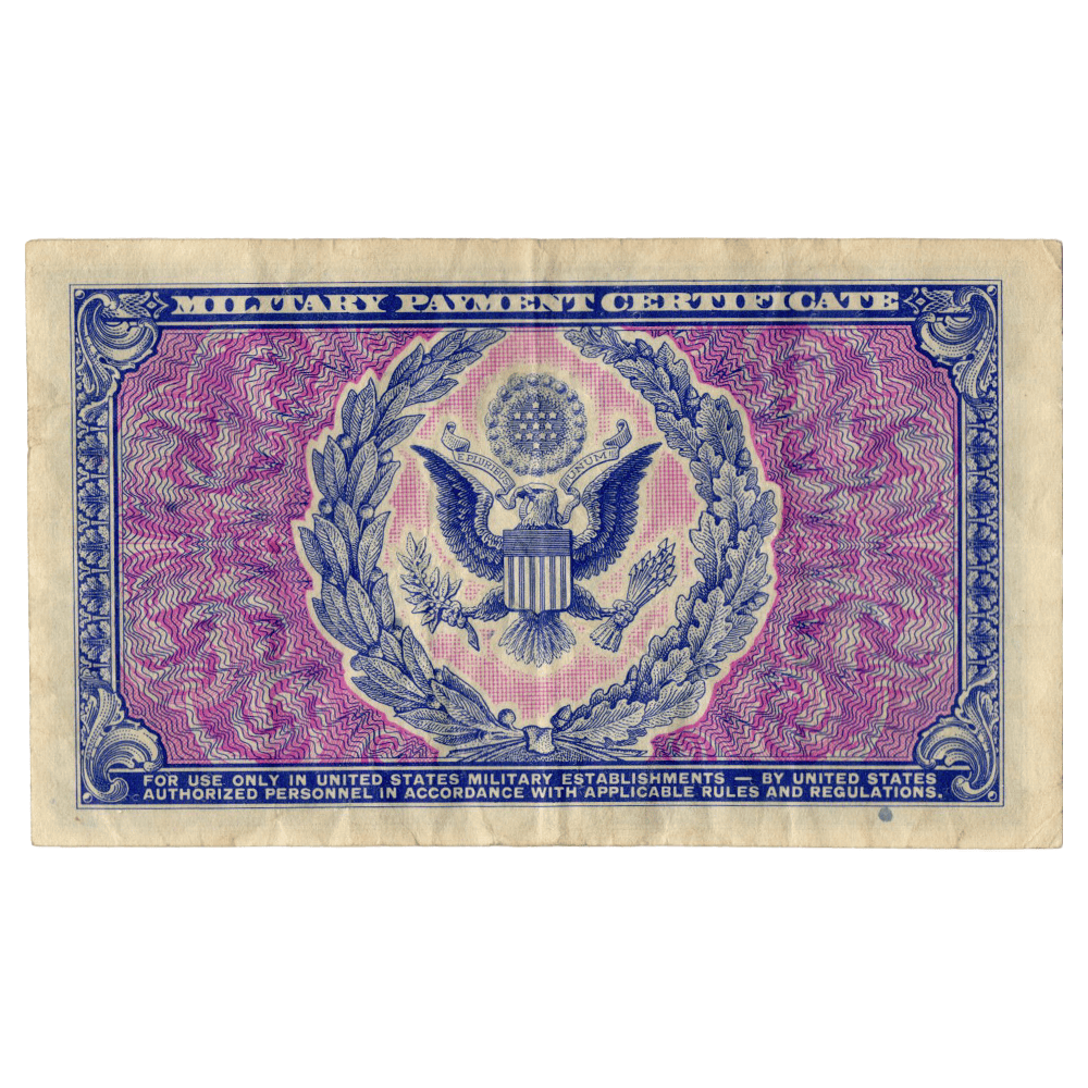 Military Payment Certificate $1 Series 481 Gold & Silver Pawn Shop