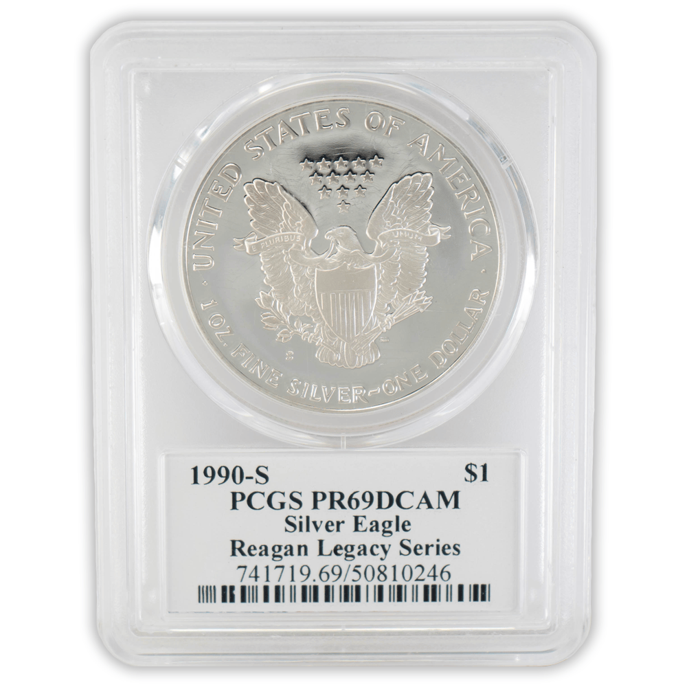 1990-S $1 PCGS PR69DCAM Silver Eagle Ashley Reagen Gold & Silver Pawn Shop