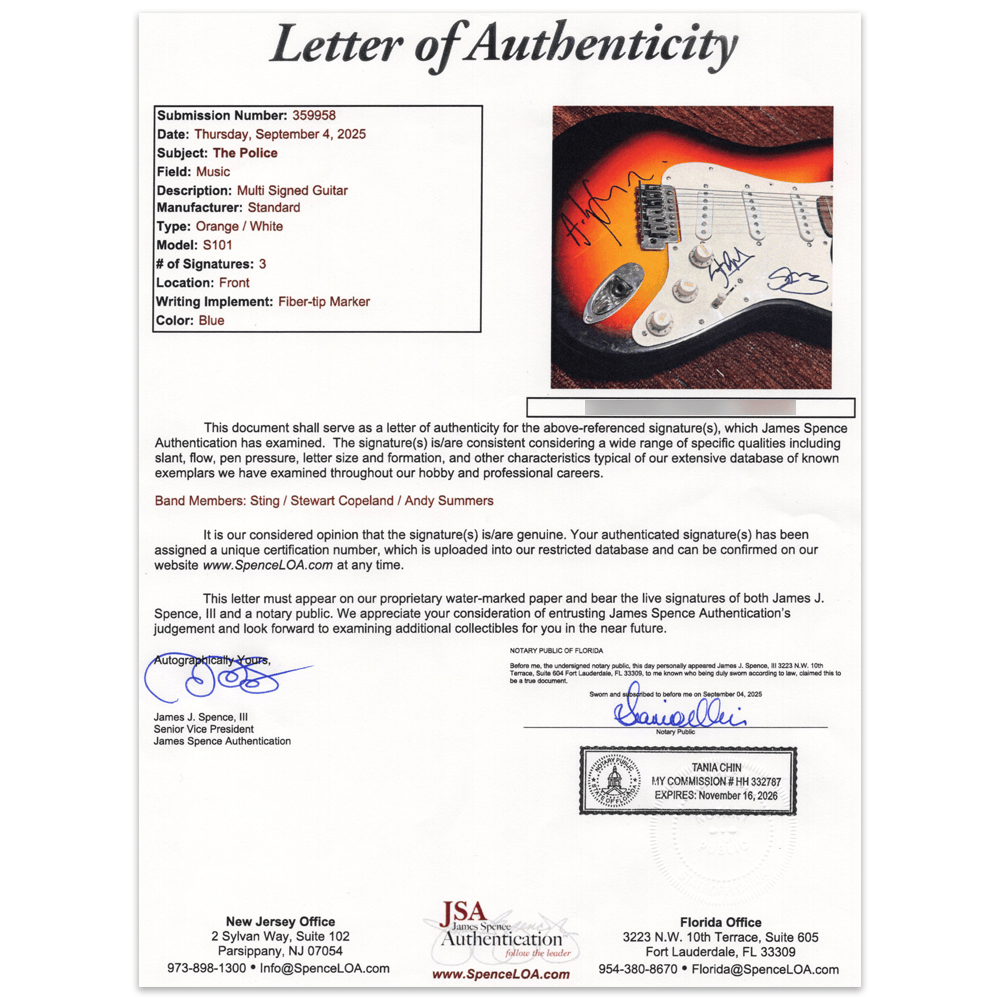 The Police Signed Guitar Gold & Silver Pawn Shop