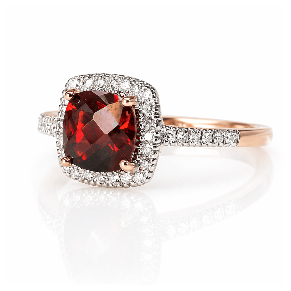 Cushion Cut Garnet With Diamond Halo 10k Gold Ring Gold & Silver Pawn Shop