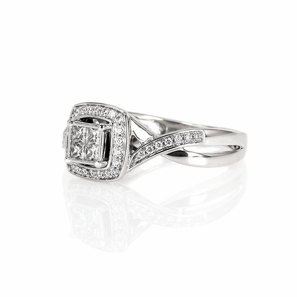 14K Diamond Cluster Halo Ring Gold & Silver Pawn Shop