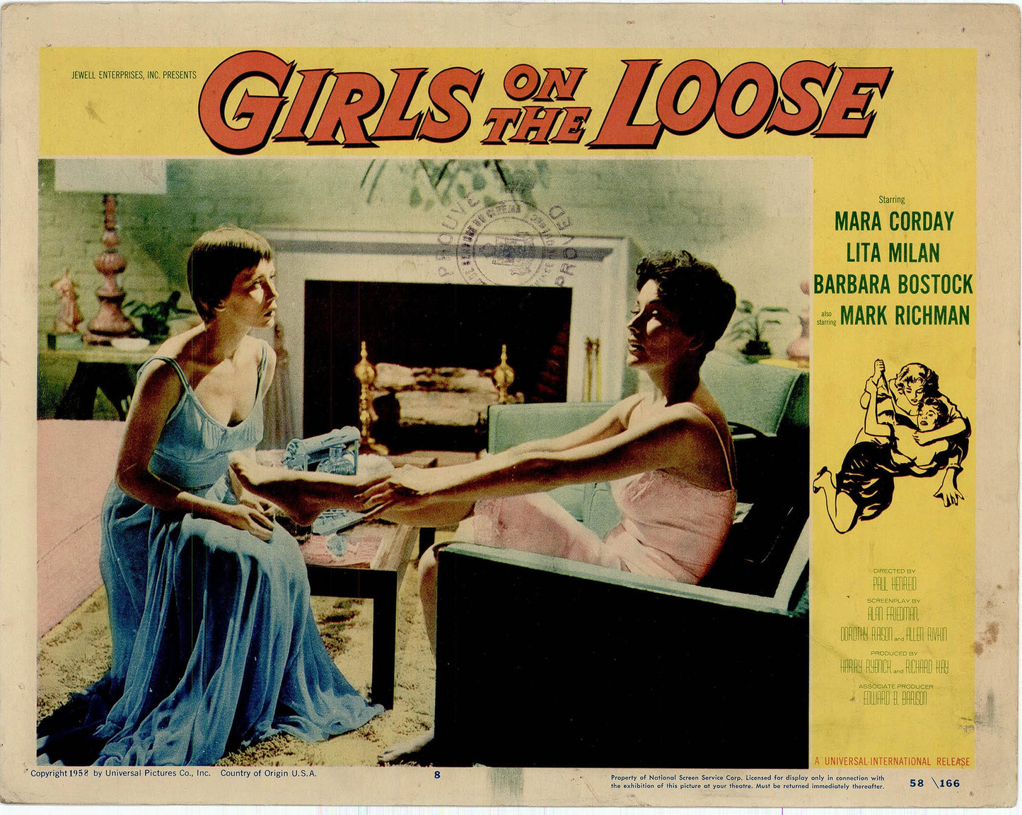 Girls on the Loose: Original Lobby Card Bundle, 1958 Art G S Pawn