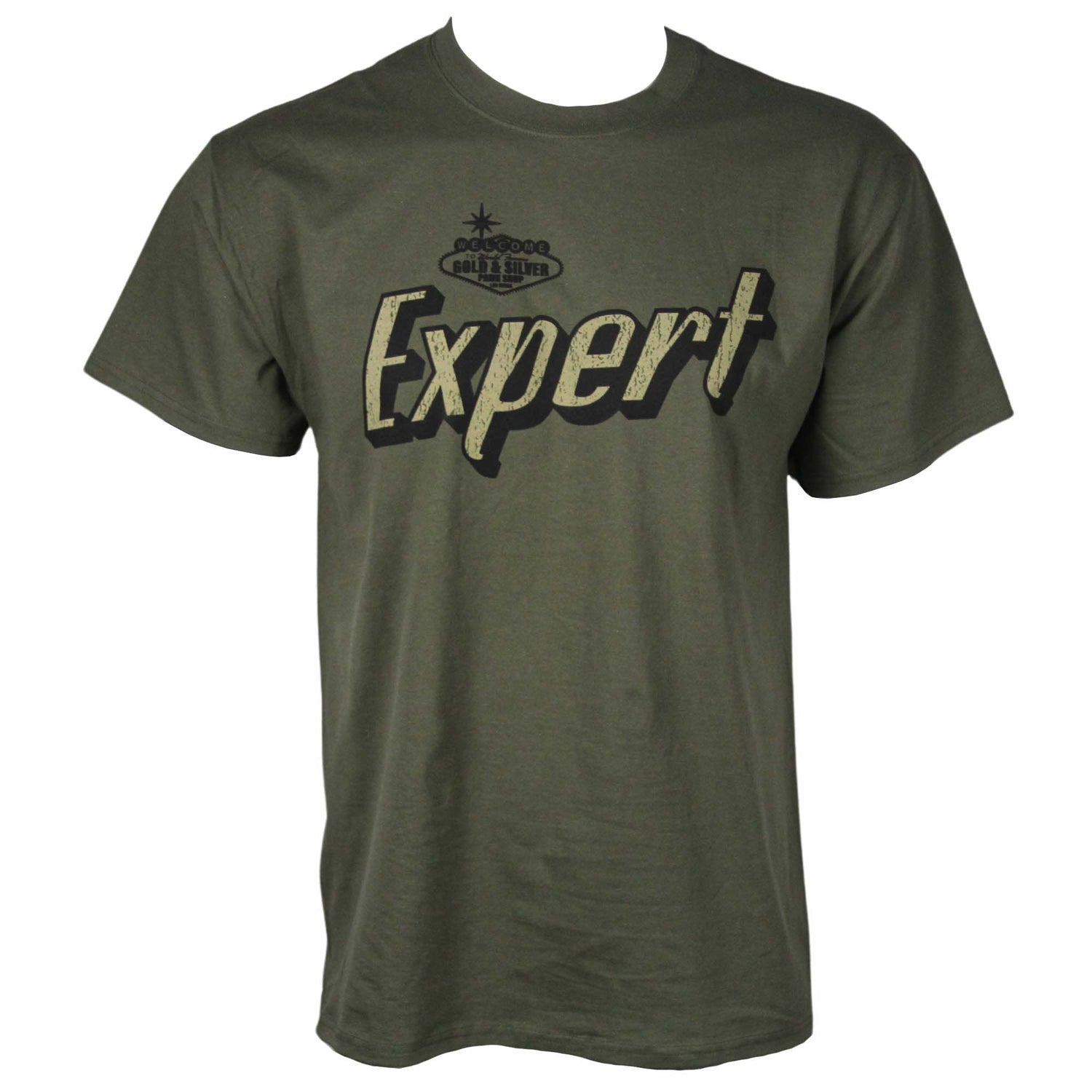 Gold & Silver Pawn Shop "Expert" Round Neck T-Shirt Green