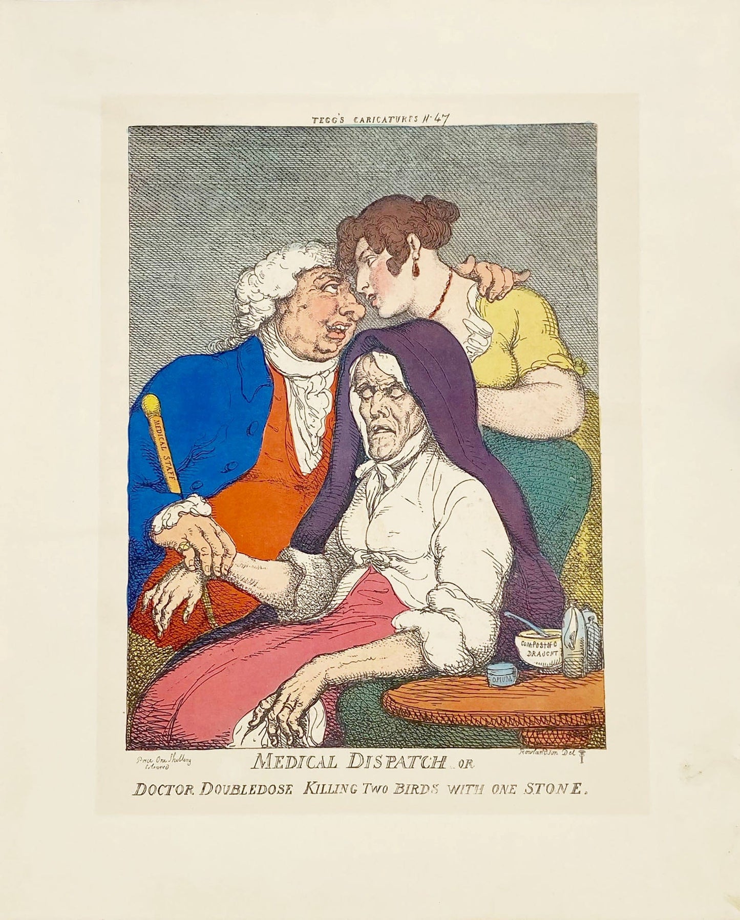 Thomas Rowlandson: Medical Dispatch or Doctor Doubledose Killing Two Birds with One Stone Art Gold & Silver Pawn Shop