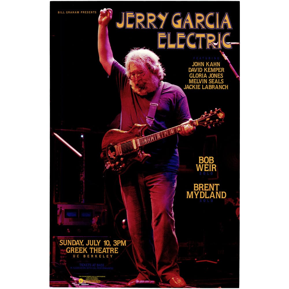 Jerry Garcia: Electric, UC Berkeley 1988, Original Concert Poster Art Gold & Silver Pawn Shop