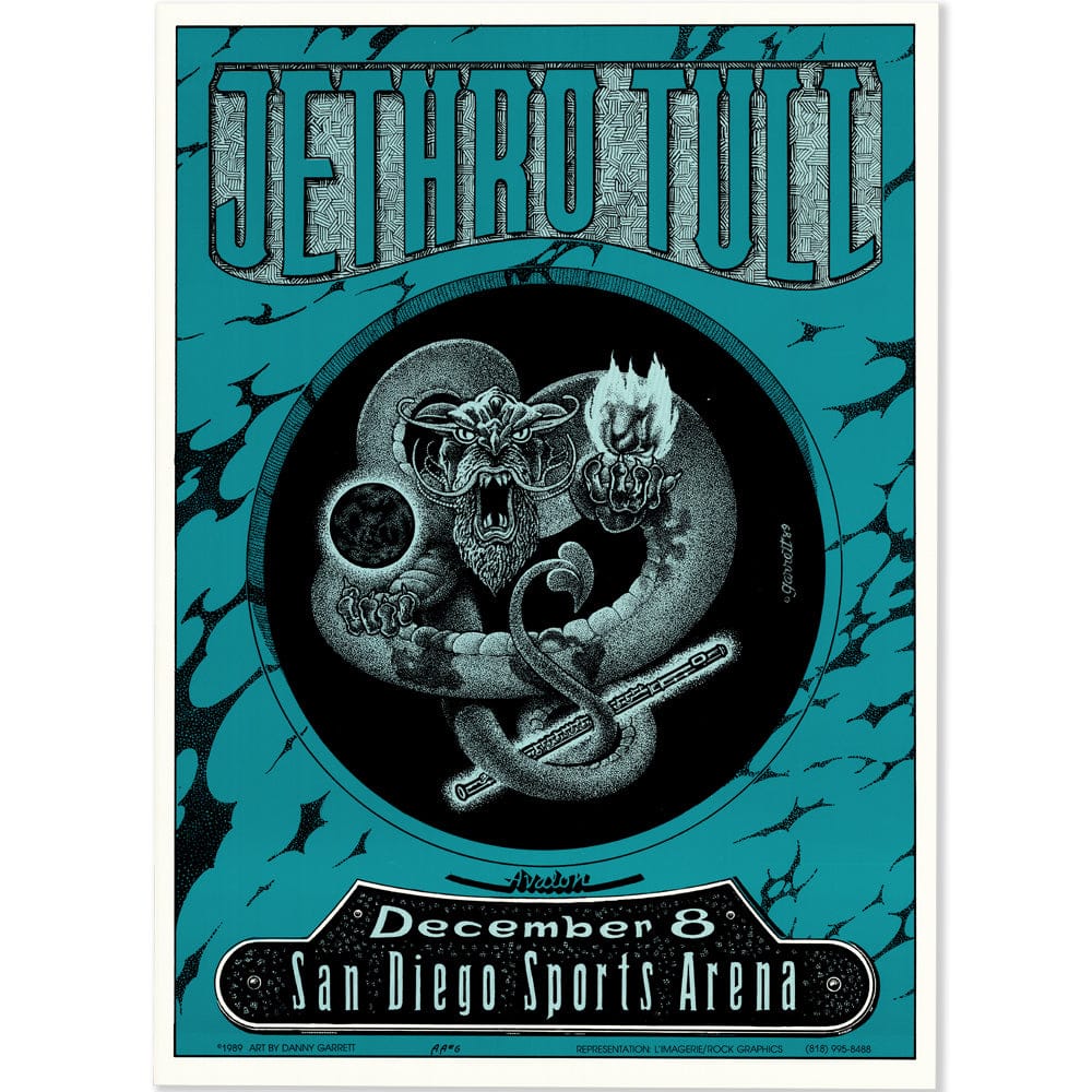 Jethro Tull: Rock Island Tour, San Diego 1989, Original Concert Poster Art Gold & Silver Pawn Shop