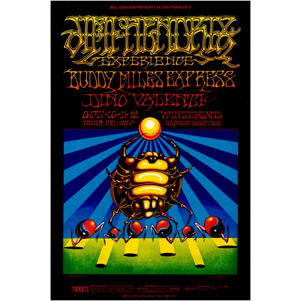 Jimi Hendrix: Original 1968 Postcard BG140 Art Gold & Silver Pawn Shop