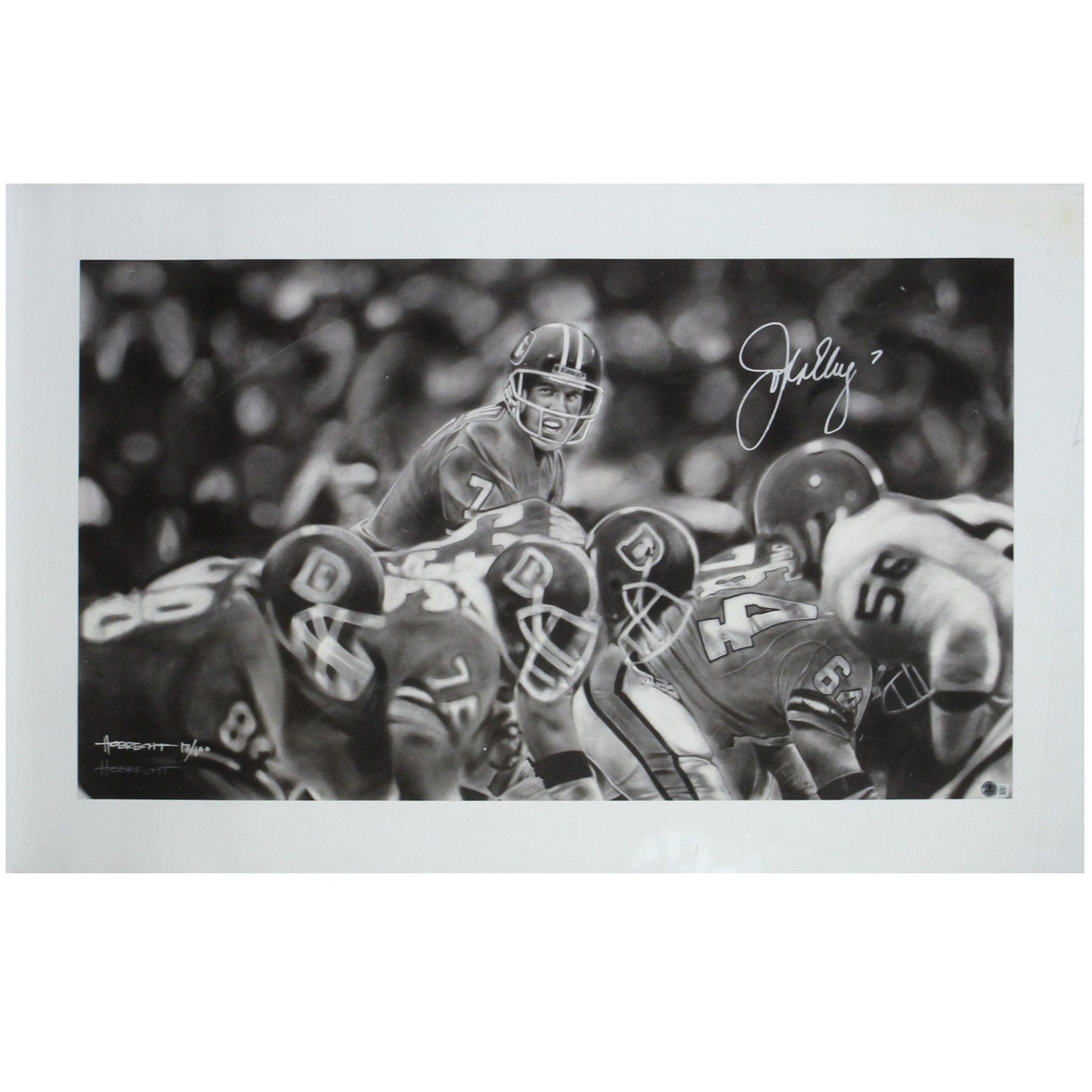 John Elway Autographed "The Drive" by Dave Hobrecht Art Gold & Silver Pawn Shop