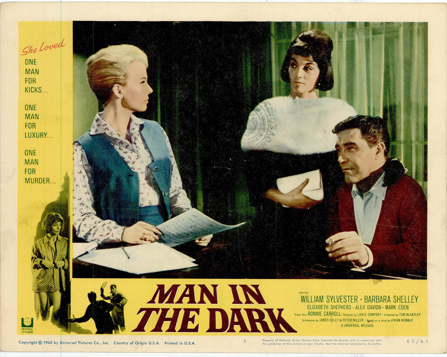 Man in the Dark: Original Lobby Card Bundle, 1964 Art G S Pawn