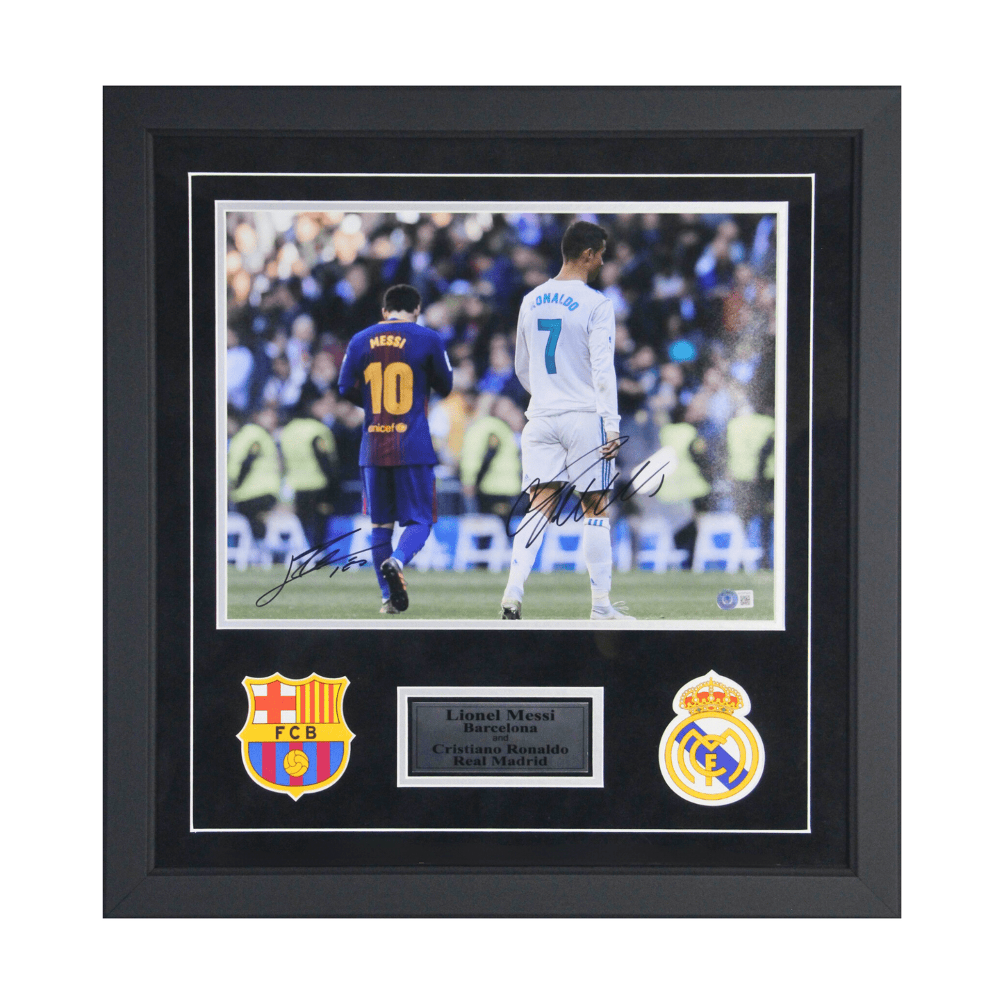 Messi & Ronaldo Hand Signed Photo Memorabilia Gold & Silver Pawn Shop