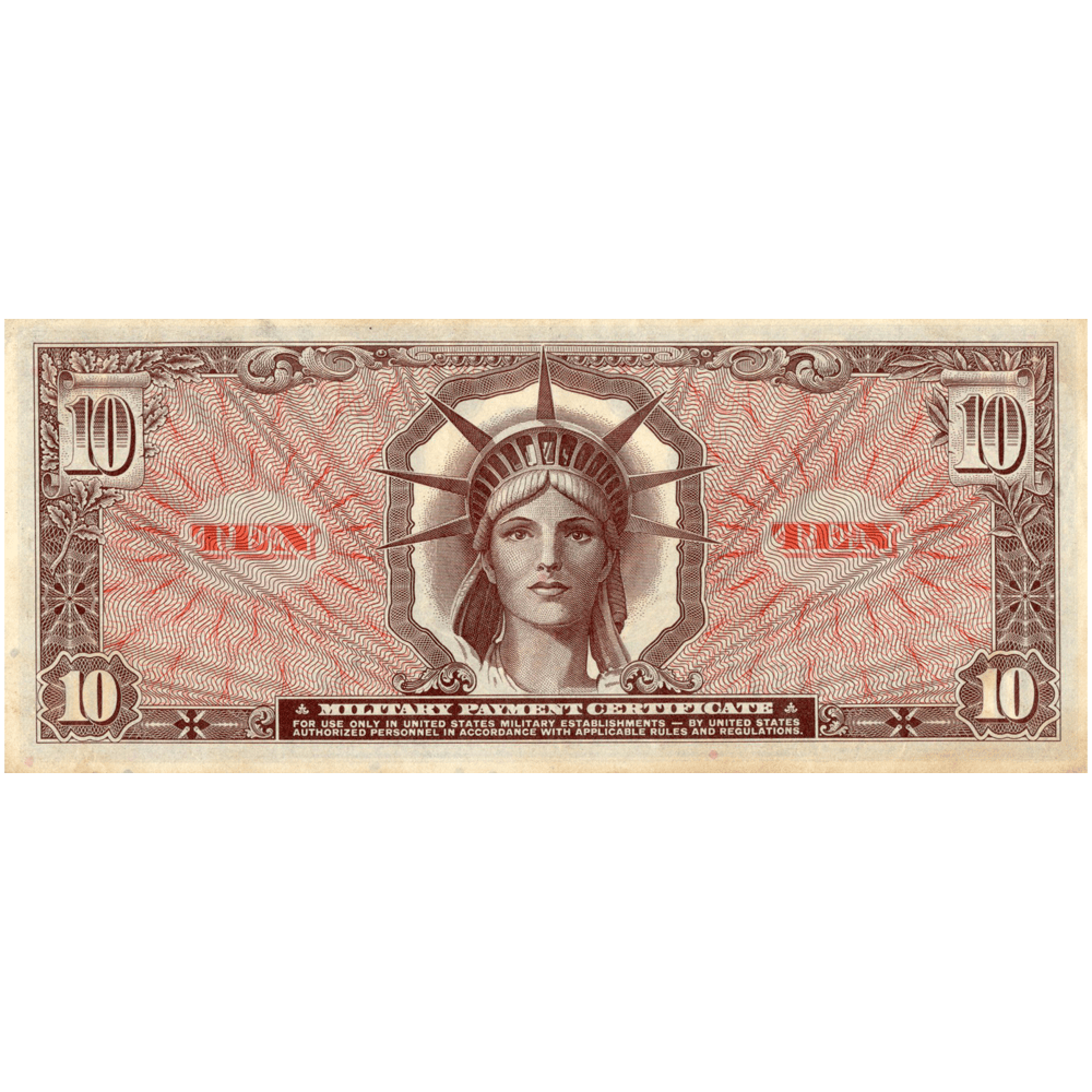 Military Payment Certificate $10 Series 641 Gold & Silver Pawn Shop