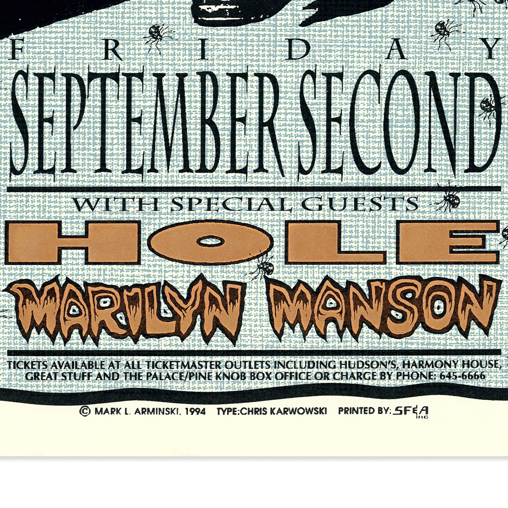 Fine Print on Mark Arminski's 1994 NIN, Hole, and Marilyn Manson Concert Poster