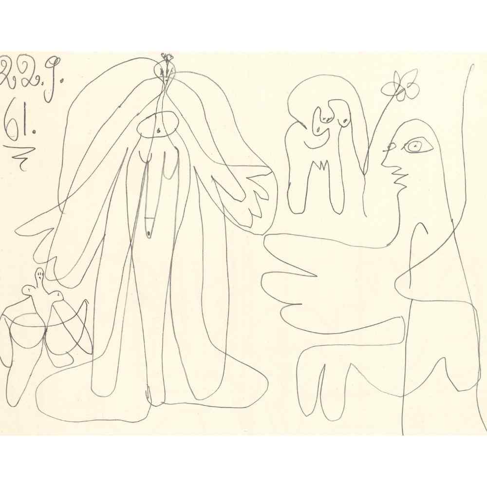 Pablo Picasso 線画作品　リトグラフ Picasso: 22.9.61- Les Déjeuners, 1962 – Gold & Silver Pawn Shop