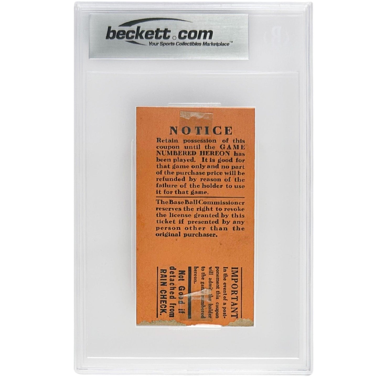 1923 World Series Unused Ticket Graded Beckett 3 VG Gold & Silver Pawn Shop